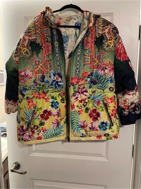 Johnny Was Multicolor Floral Embroidered Jacket